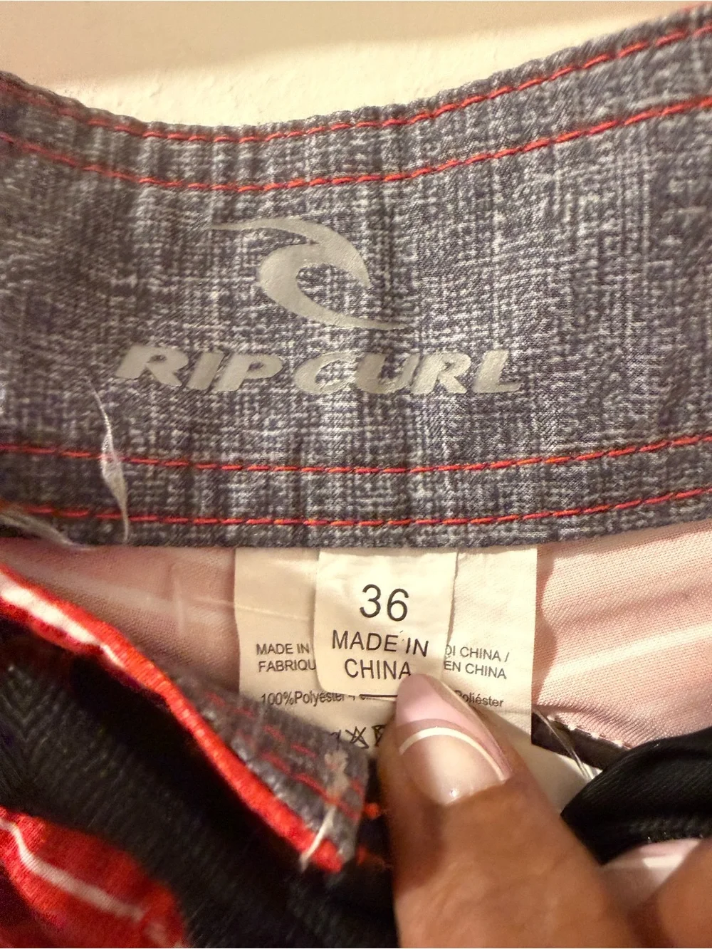Rip Curl Men's Red & Blue Striped Surf Swim Boardshorts Coastal Vacation